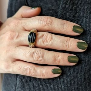 Lagos Black Agate Caviar Ring
